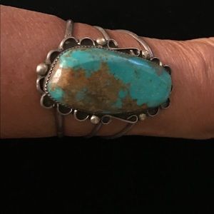 Native American Silver Turquoise Cuff Bracelet